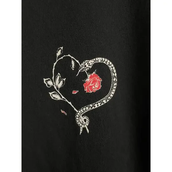 Saint Laurent Paris Snake Rose Graphic Print Black T-Shirt Men’s Designer Tee